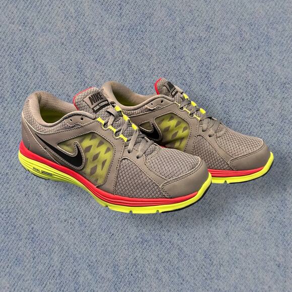 Nike Dual Fusion Run 2 Gray/ Yellow Neon Running Shoes - Men’s Size 9 - Picture 1 of 7
